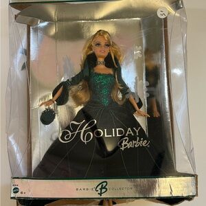 Holiday Barbie Doll Mattel 2004 Green Velvet Dress Collector Edition Damaged Box